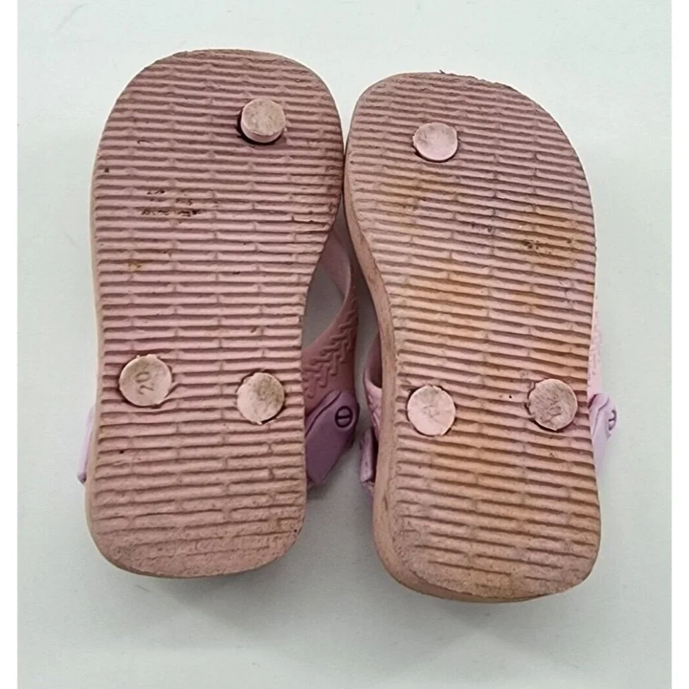 HAVAIANAS Flip Flops Sandals With Straps Pink Hot Air Balloons Baby Infant Sz 6C